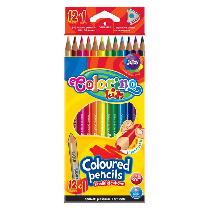 Värvipliiatsid Colorino kolmnurksed 12 värvi+1 kahe otsaga pliiats