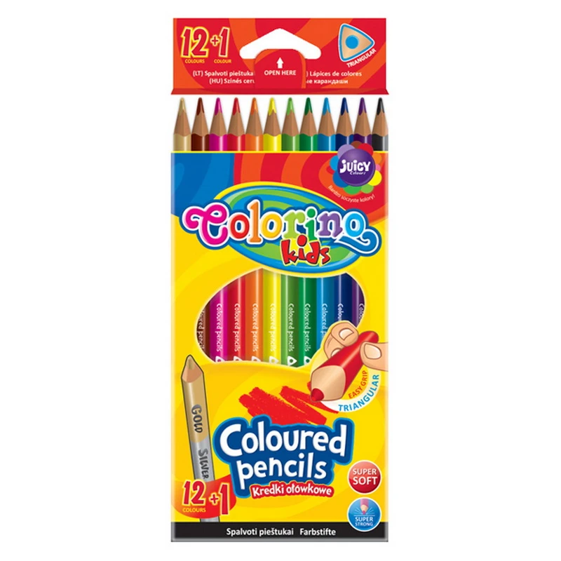 Värvipliiatsid Colorino kolmnurksed 12 värvi+1 kahe otsaga pliiats