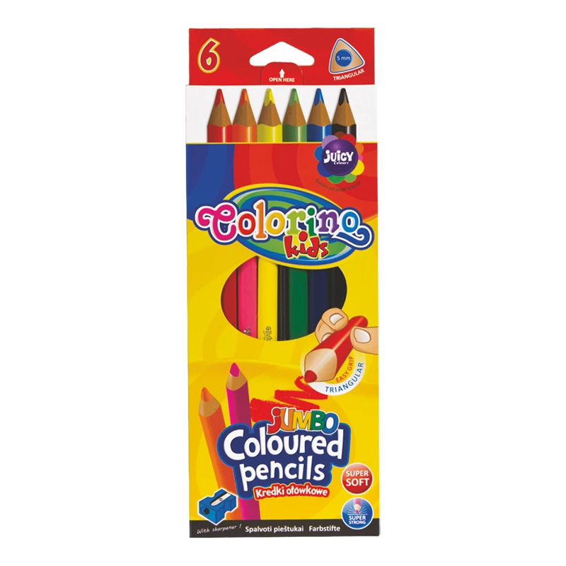 Värvipliiatsid COLORINO JUMBO, kolmnurksed,  6 värvi