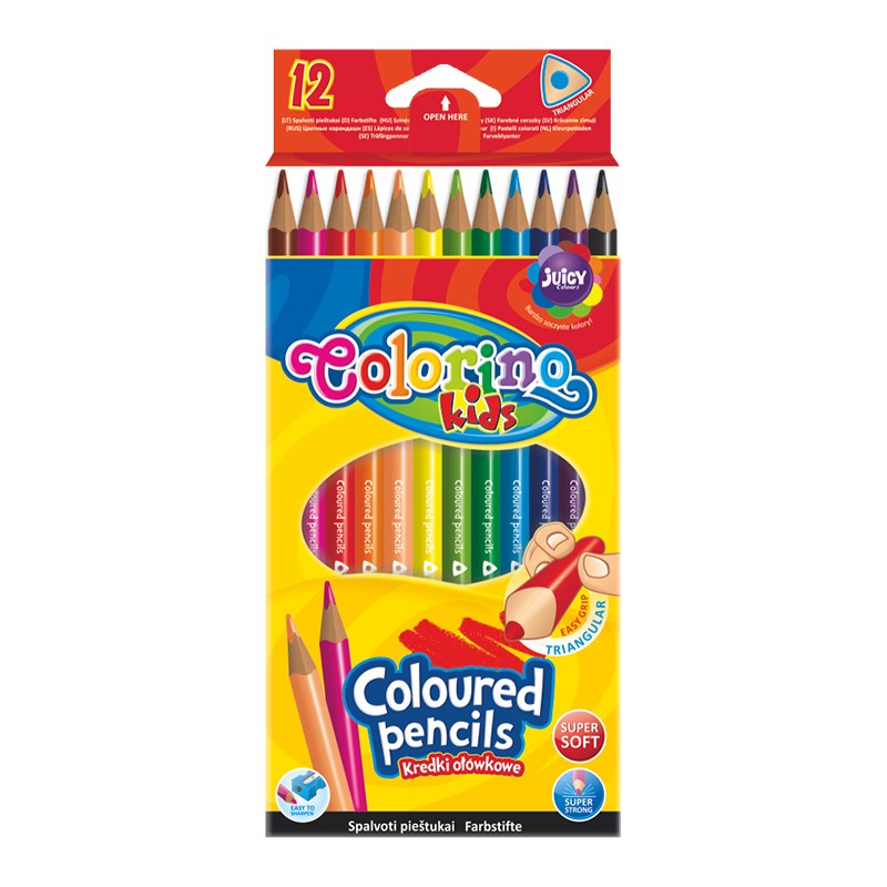 Värvipliiatsid Colorino Kids, kolmnurksed, 12 värvi