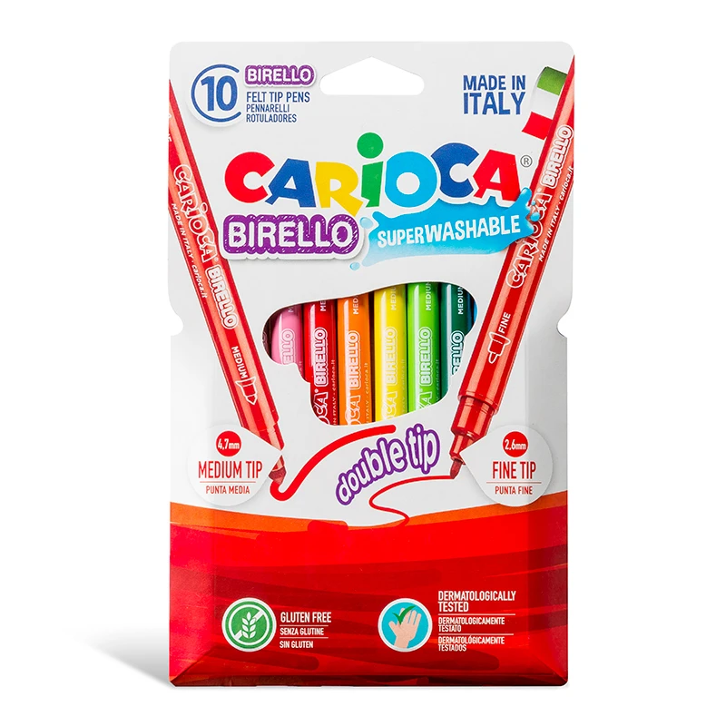 Viltpliiatsid CARIOCA Birello, kahe otsikuga, 10 värvi