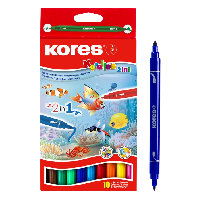 Viltpliiatsid Kores Korellos, 2in1, 10 tk