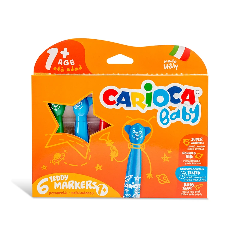 Viltpliiatsid Carioca Baby Teddy Marker, 6 värvi