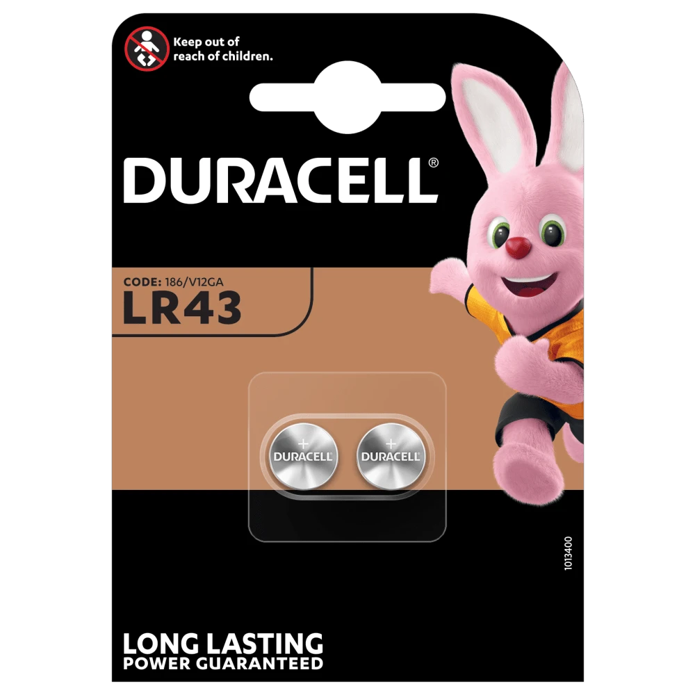 Patarei DURACELL LR43, 2 tk (kogus 2 tükki)