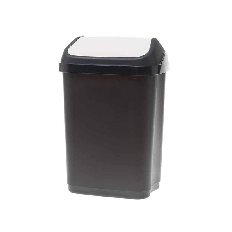 Prügikast 10 L, liikuva kaanega, must/valge