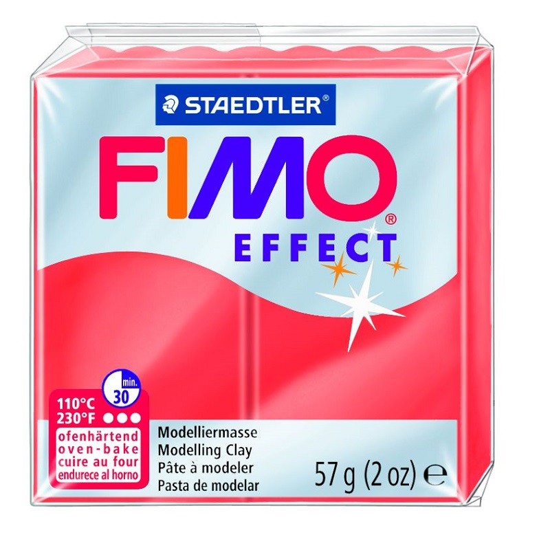 Voolimismass FIMO EFFEKT, 57g, läbikumav punane (kogus 2 tükki)