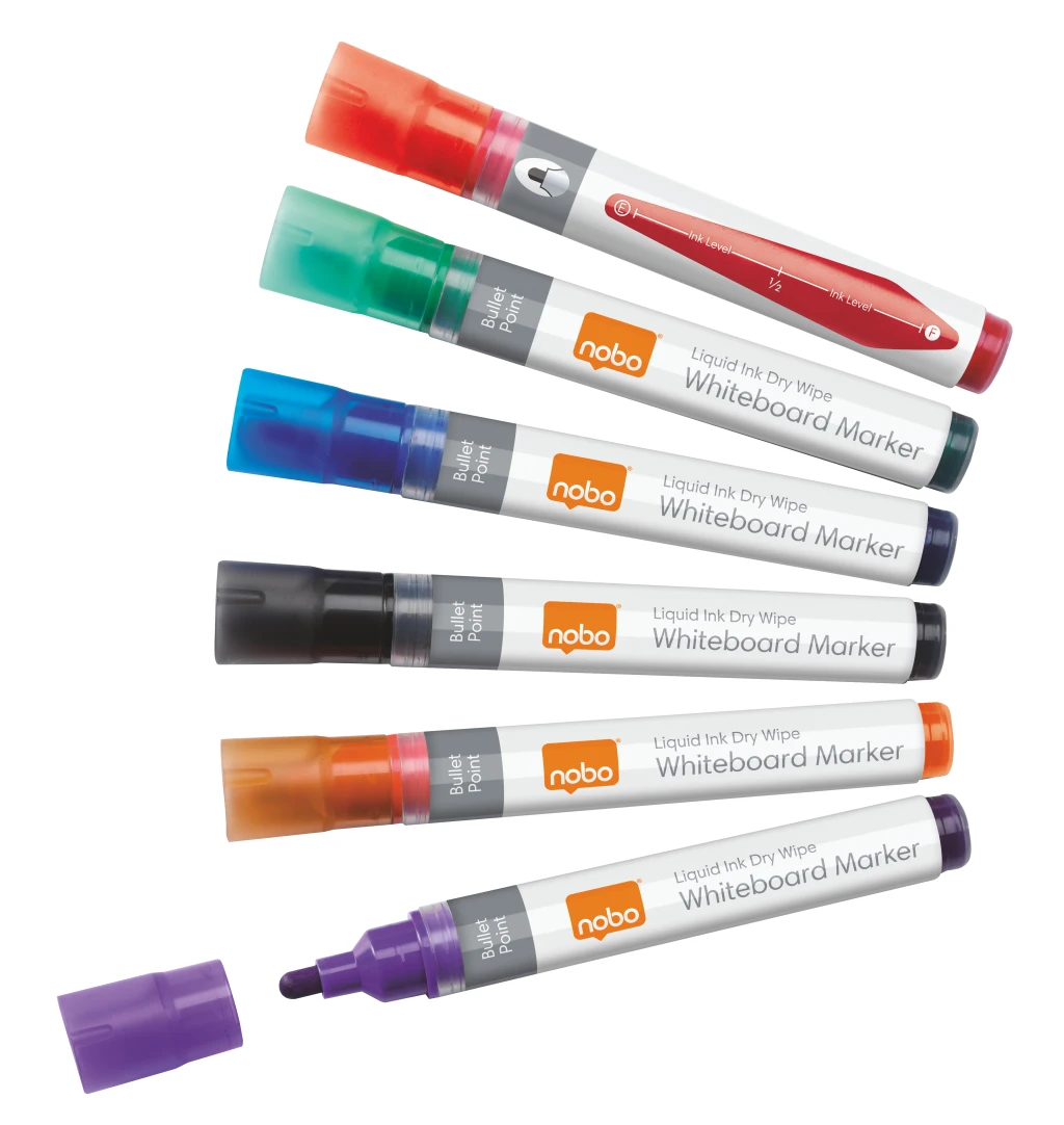 Tahvlimarker NOBO Liquid Ink, 6 värvi x 2tk