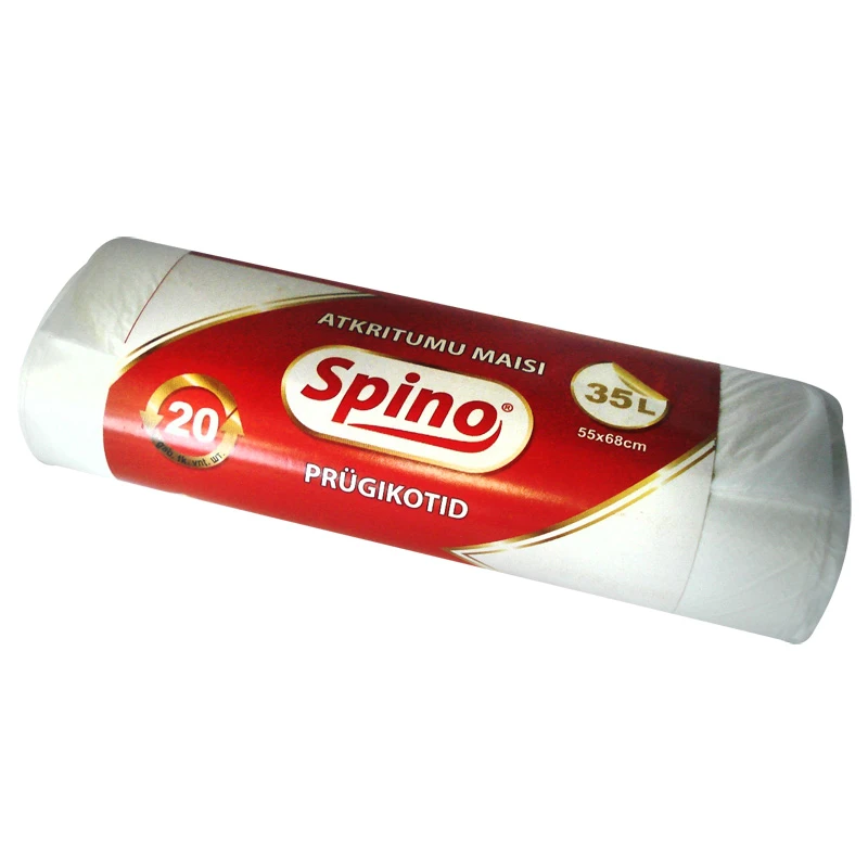 Prügikotid SPINO 35L, 20tk, 10mic HDPE, 55x68cm, valge (kogus 2 tükki)