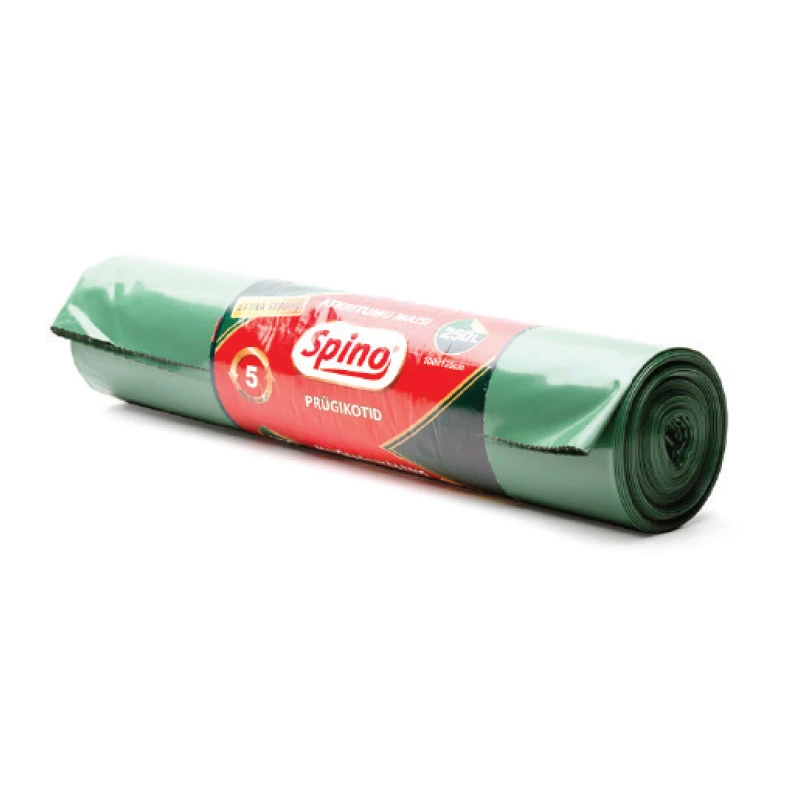 Prügikotid SPINO 250L, 60mic, LDPE, 100x125cm, 5tk, tumeroheline