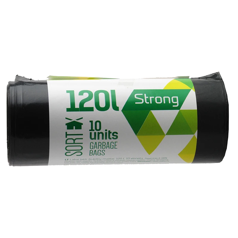 Prügikotid Sortex 120L, 70x100cm, LDPE 35mic, 10 tk, must (kogus 2 tükki)