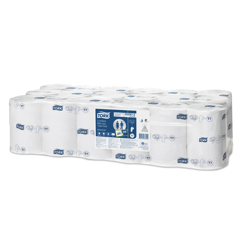 Tualettpaber TORK Advanced Mid-Size T7, 9,3cmx103.5m. 2-kih, hülsita, valge, 36 tk