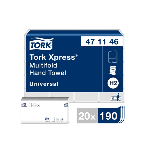 Lehtpaberrätikud Tork Xpress Multifold, 2-kih, 23.4x21.3 cm, 190 lehte, valge(H2) 471146 (kogus 20 tükki)