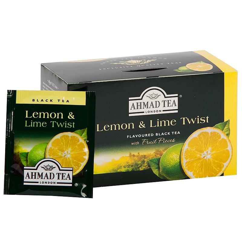 Must tee Ahmad Alu Lemon & Lime, sidruni ja laimi, 20 tk x 2 g (kogus 2 tükki)