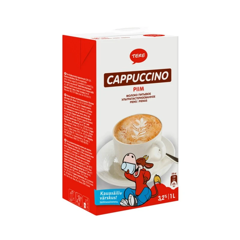 Piim Tere Cappuccino 3,2
% 1L (kogus 3 tükki)