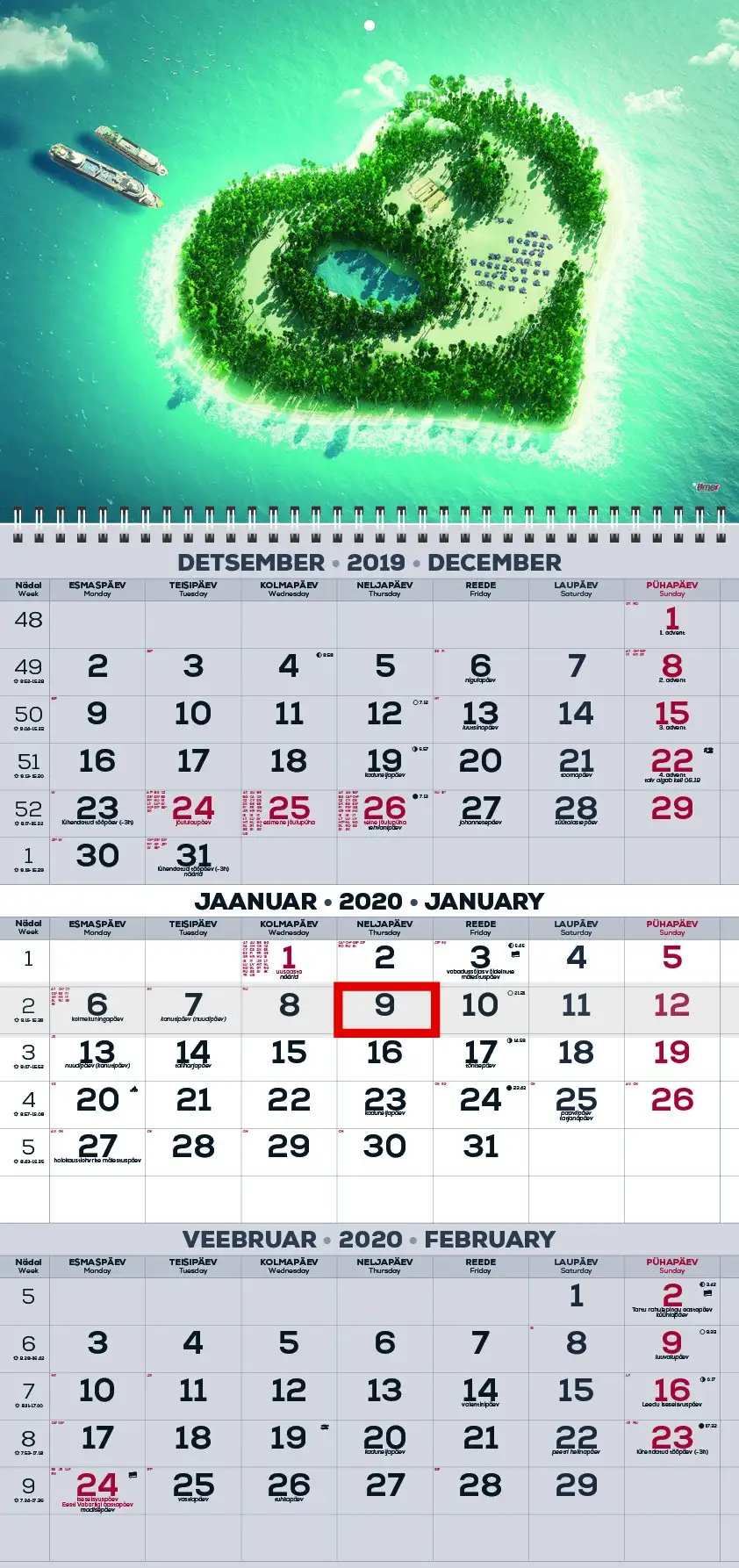 2911200005, Seinakalender Trio pilt 5