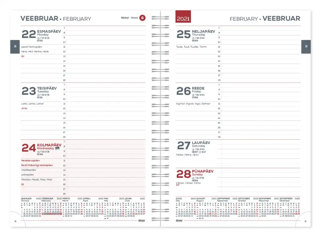 2912731000, Raamatkalender Minister Nädal H SpirEx sisu