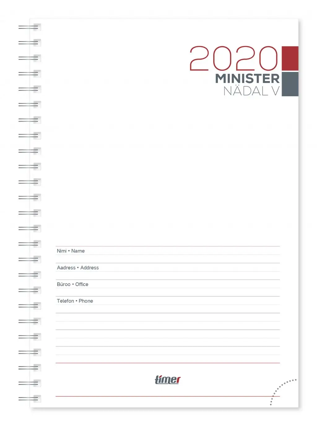 2912732000, Raamatkalender Minister Nädal V Spirex sisu