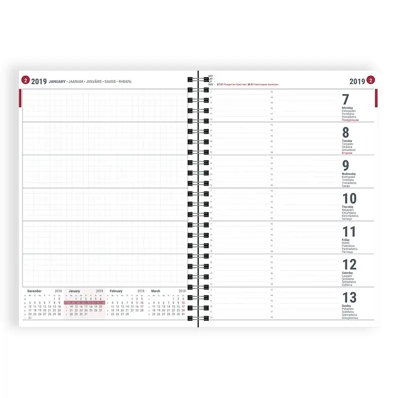 2912733000, Raamatkalender Unika Spirex sisu, Nädal H