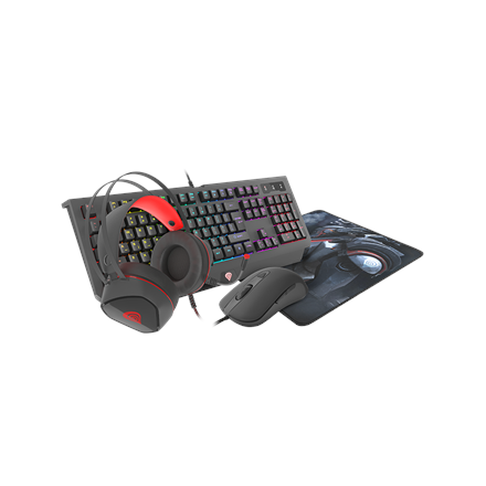 GENESIS COMBO set 4in1 cobalt 330 rgb keyboard + mouse +headphones + mousepad, us layout | Genesis | Wired | On-Ear | COMBO set 4in1 cobalt 330