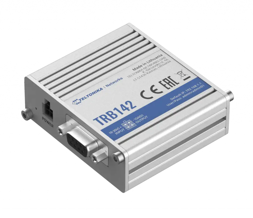 Teltonika TRB142003000 Gateway, 2G/3G/4G LTE (Cat 1), Equipped with RS232 for serial communication | LTE Gateway | TRB142 | No Wi-Fi | Ethernet LAN (RJ-45) ports 0 | Mesh Support No | MU-MiMO No | 2G/3G/4G | Antenna type 1 x SMA for LTE | 1 x Virtual network interface via micro USB