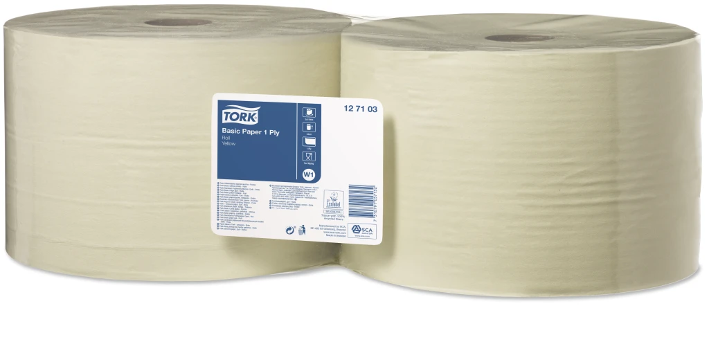 Tööstuslik rullpaber Tork Basic W1, 1190mx23,5cm, 1-kih, kollane 127103 (kogus 2 tükki)
