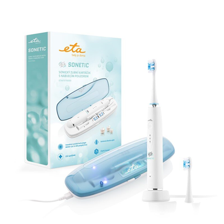 ETA | Sonetic Holiday ETA470790000 | Toothbrush | Rechargeable | For adults | Number of brush heads included 2 | Number of teeth brushing modes 3 | Sonic technology | White