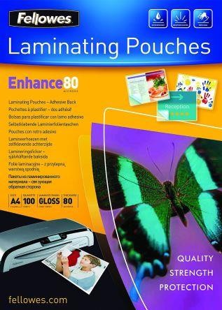 LAMINATOR POUCH ADHESIVE BACK/A4 80 100PCS 5302202 FELLOWES