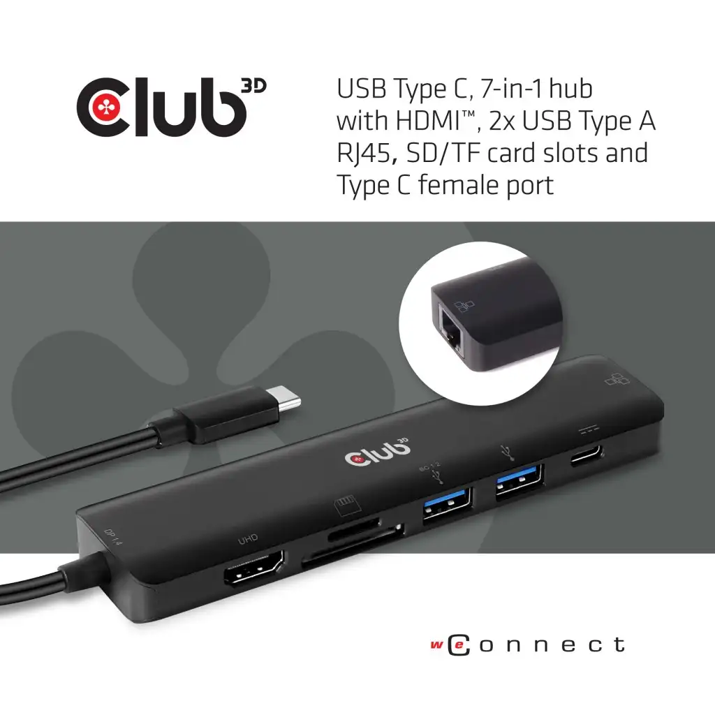 CLUB 3D USB TYPE C 7 IN 1 HUB TO HDMI 4K