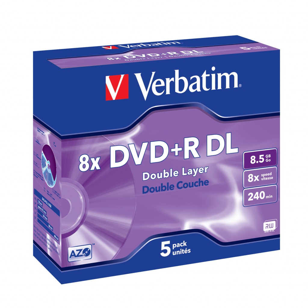 VERBATIM 5x DVD+R 8.5GB 8x DL
