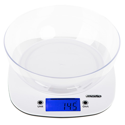 Mesko Scale with bowl MS 3165 Maximum weight (capacity) 5 kg Graduation 1 g Display type LCD White