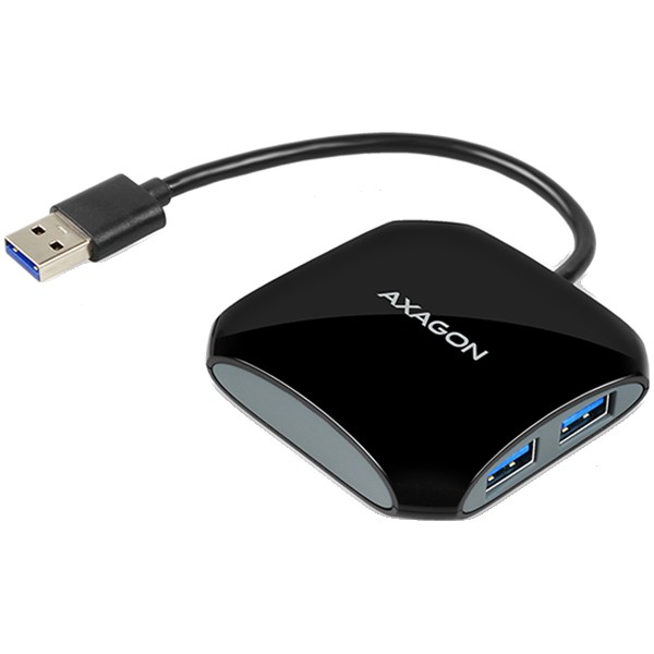 Axagon compact four-port USB 3.0 Quattro hub suitable for ultrabooks. Cable 16 cm.