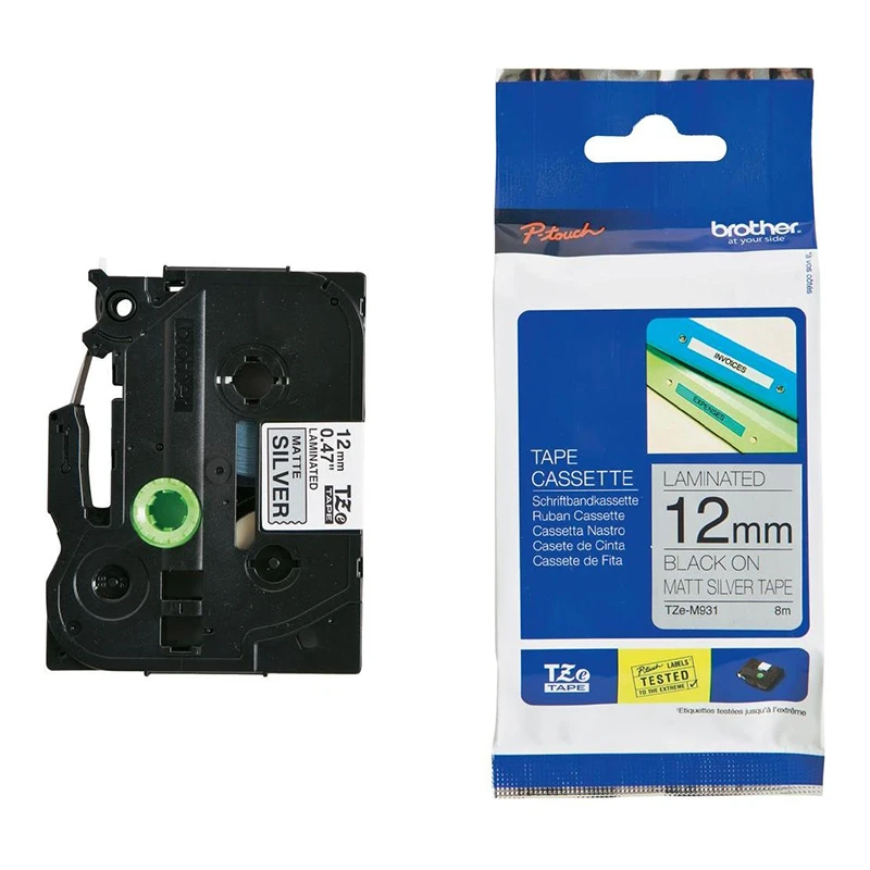 Markeerimislint BROTHER TZE-M931, 12mm, must/hõbedasel