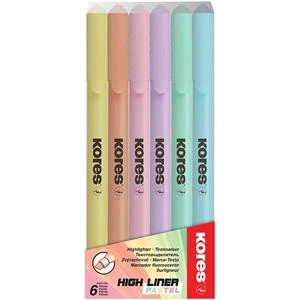 Tekstimarker Kores Pastel, 6 värvi komplekt