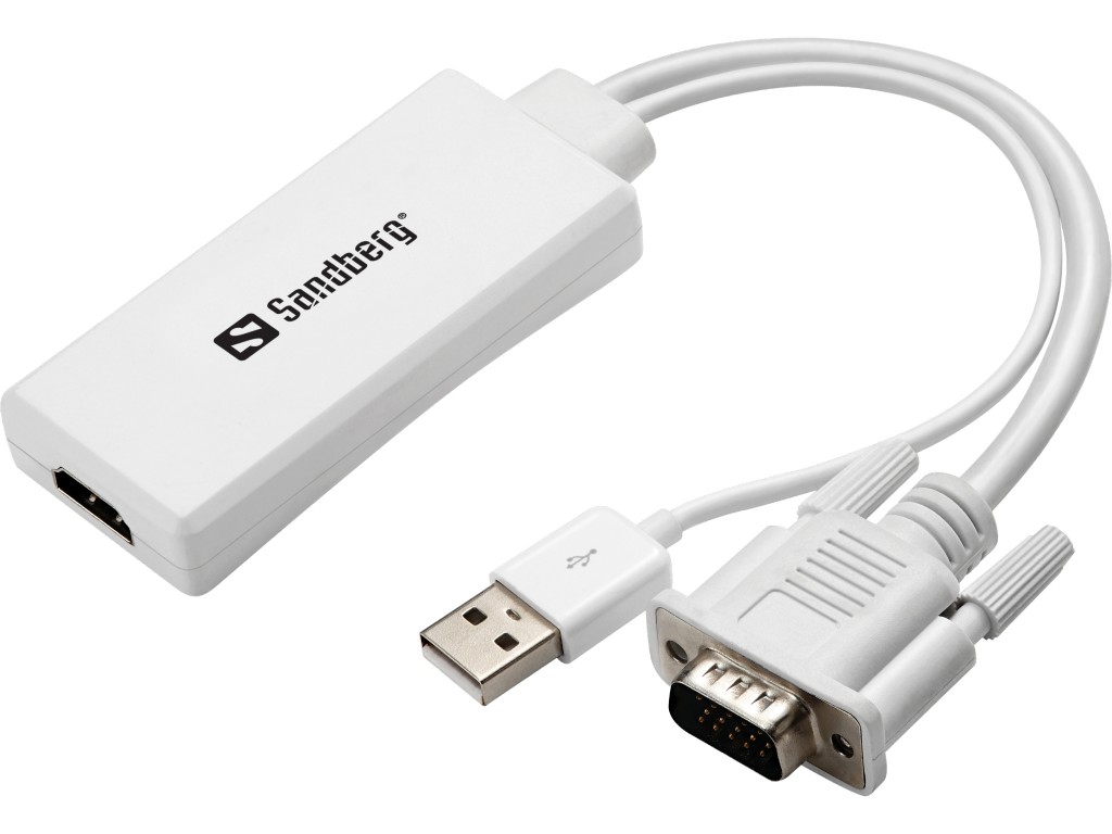 Sandberg 508-78 videokaabliadapter HDMI VGA (D-Sub) + USB Valge