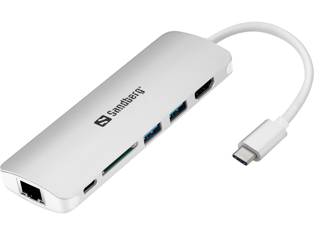 SANDBERG USB-C Dock HDMI+LAN+SD+USB,61W