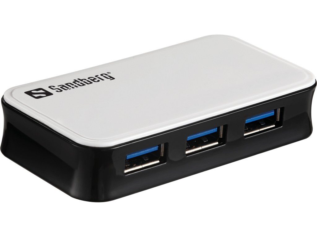 Sandberg 133-72 jaotur USB 3.2 Gen 1 (3.1 Gen 1) Micro-B 5000 Mbit/s Must, Valge