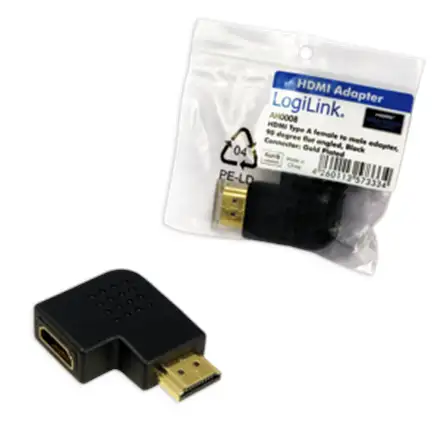 HDMI Adapter, AM to AF in 90 degree flat angled | Logilink