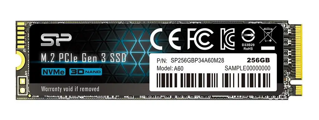 Silicon Power | SSD | P34A60 | 256 GB | Solid-state drive interface PCIe Gen3x4 | Read speed 2200 MB/s | Write speed 1600 MB/s