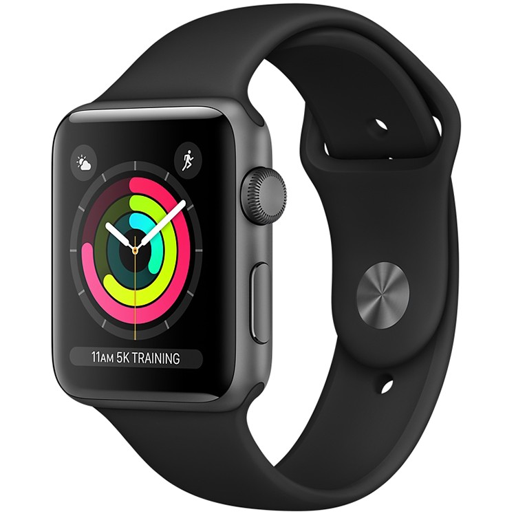 Apple Watch Series 3 GPS, 38mm Space Grey Aluminium Case with Black Sport Band, Model A1858
