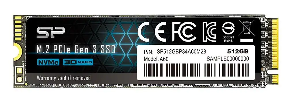 Silicon Power | A60 | 512 GB | Solid-state drive interface M.2 NVME | Read speed 2200 MB/s | Write speed 1600 MB/s