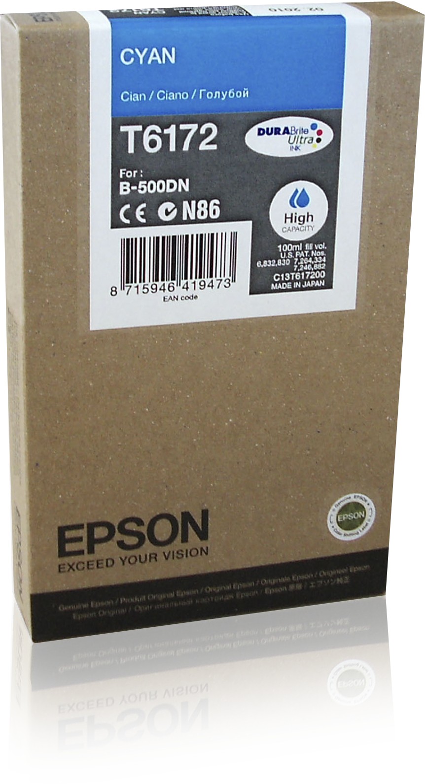 Epson Tindianum Cyan T6172 DURABrite Ultra Ink suure mahutavusega