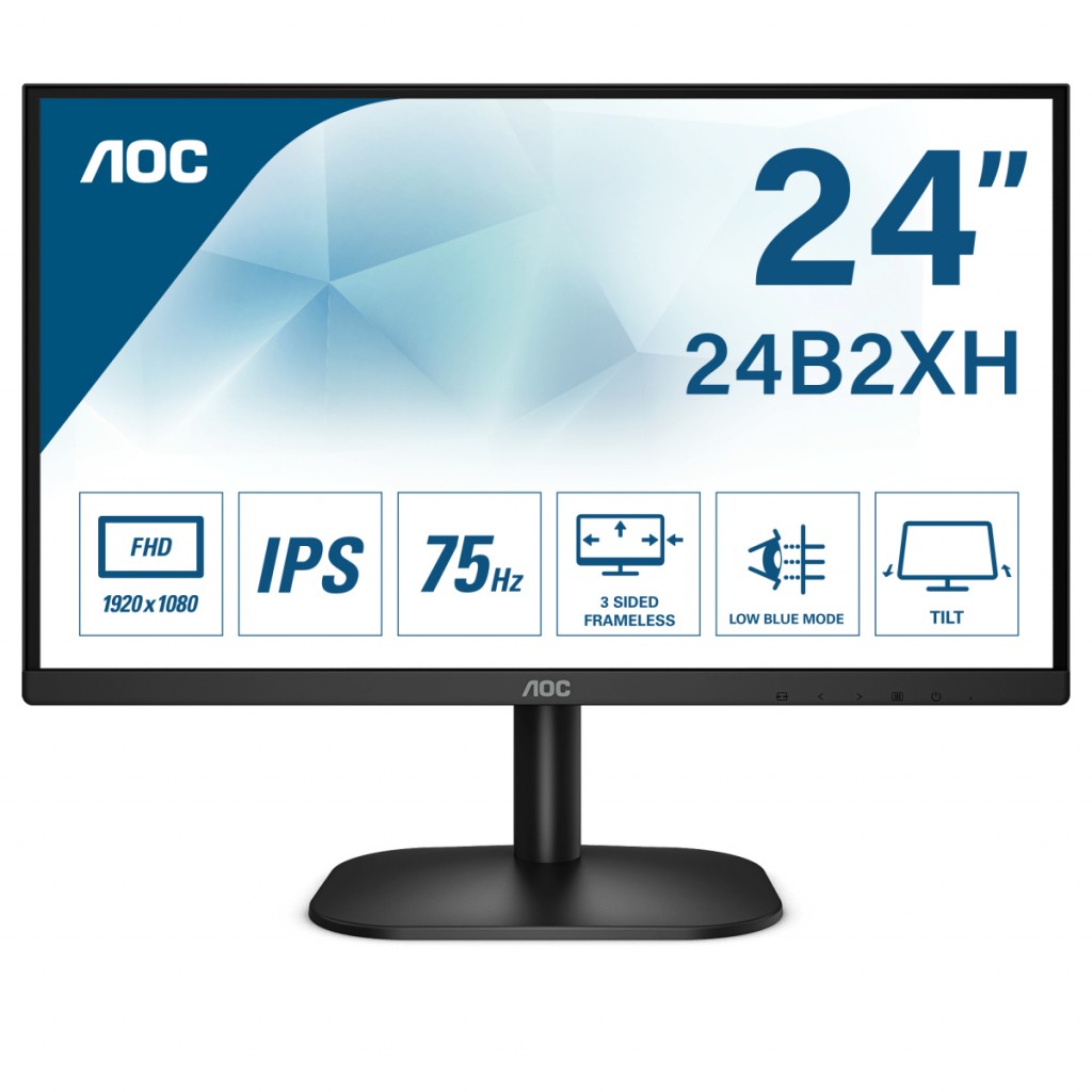AOC 24B2XH 23.8 " IPS FHD 16:9 7 ms 250 cd/m² Black HDMI ports quantity 1 75 Hz
