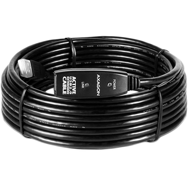 Active extension USB 2.0 A-M> A-F cable, 10 m long. Power supply option.