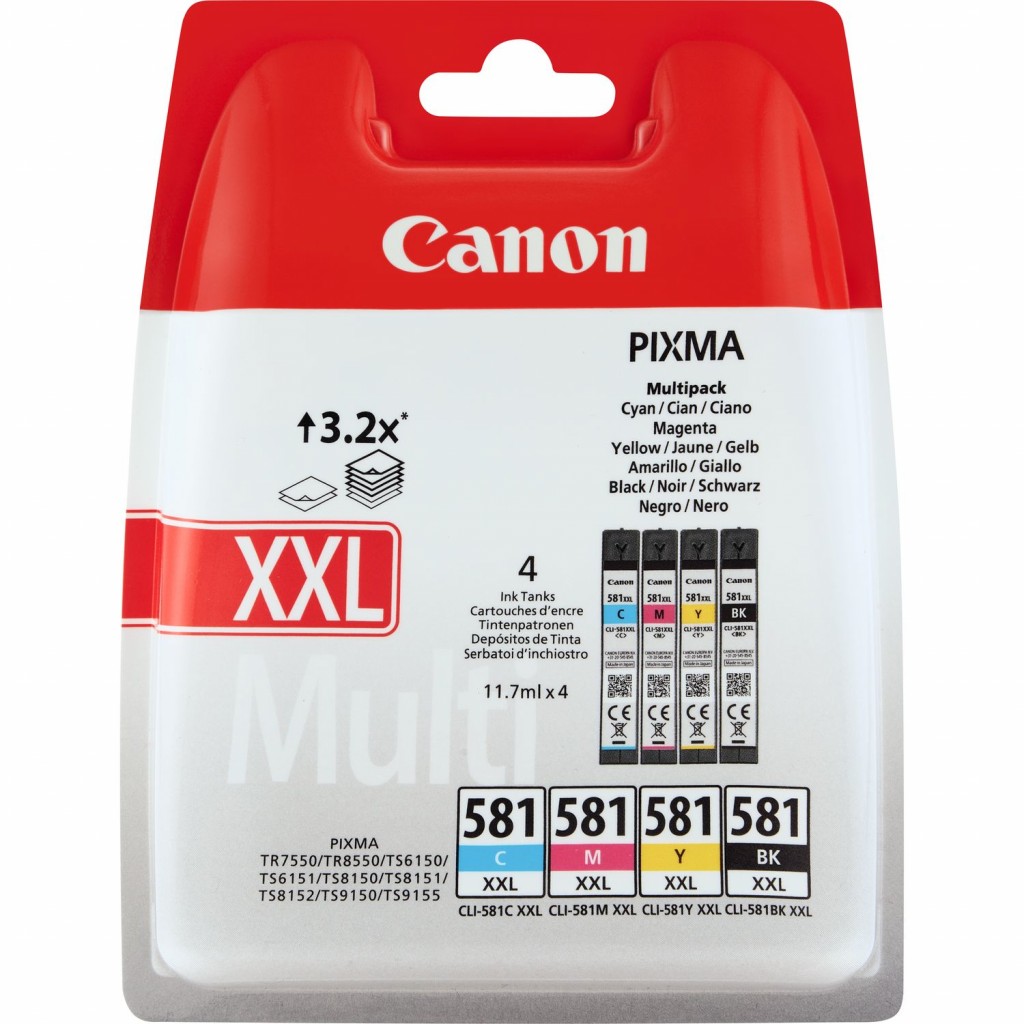Canon CLI-581 C/M/Y/BK XXL ink cartridge, multipack