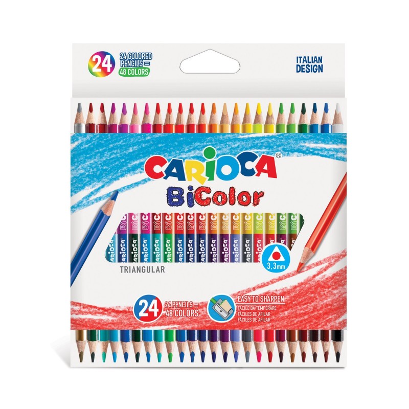 Värvipliiatsid Carioca BI-Color, kolmnurksed, 24tk