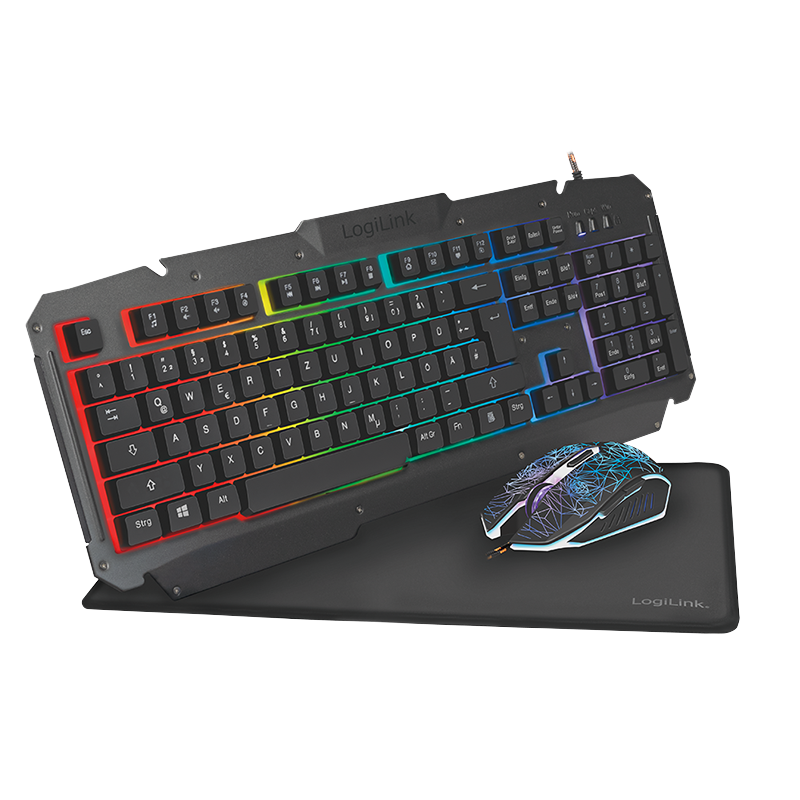 Logilink | Gaming-Set, keyboard, mouse and mouspad | ID0185 | Metal | Keyboard, Mouse and Pad Set | Wired | Mouse included | DE | Numeric keypad
