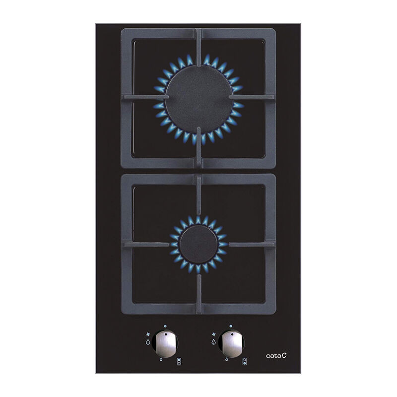CATA Hob SCI 3002 BK Gas on glass, Number of burners/cooking zones 2, Rotary knobs, Black