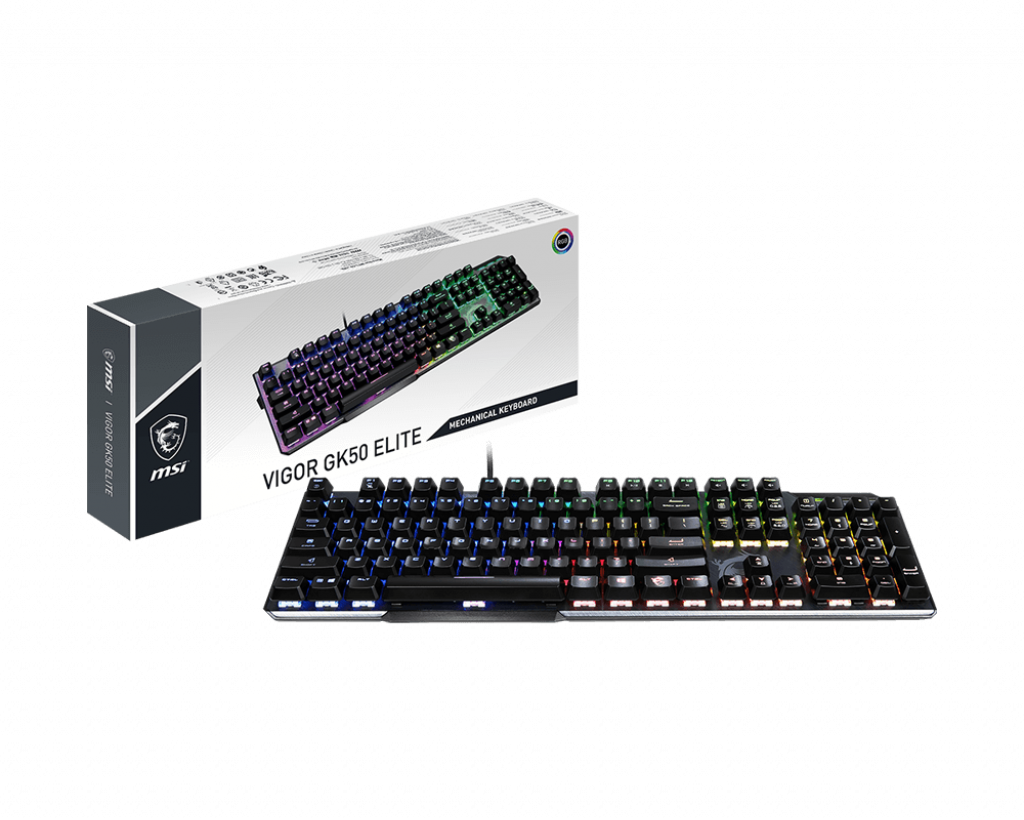 MSI | GK50 Elite | Gaming keyboard | Wired | RGB LED light | US | Black/Silver