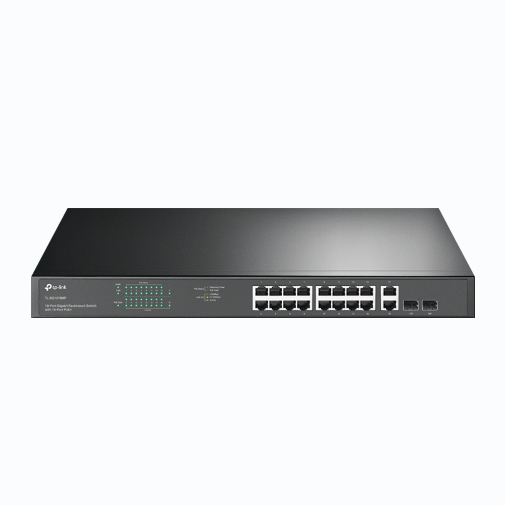 TP-LINK | Switch | TL-SG1218MP | Unmanaged | Rackmountable | 10/100 Mbps (RJ-45) ports quantity 18 | 1 Gbps (RJ-45) ports quantity | SFP ports quantity 2 | PoE ports quantity | PoE+ ports quantity 16 | Power supply type 100-240VAC, 50-60Hz voltage | month(s)