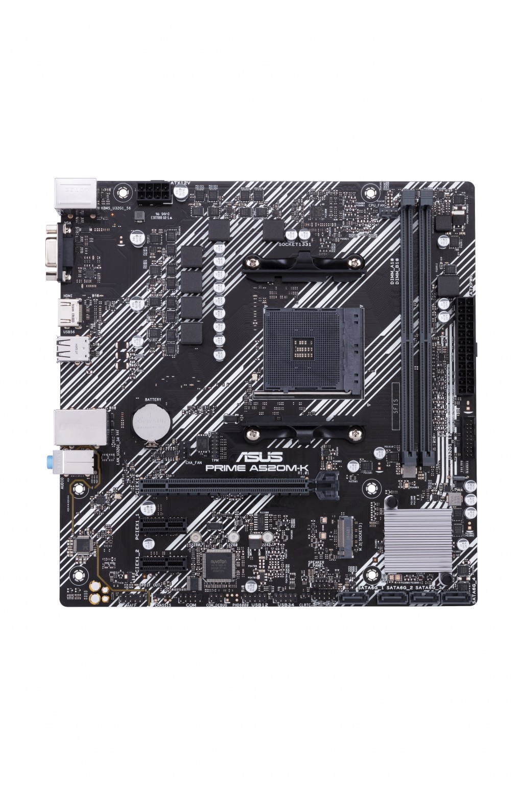 Asus PRIME A520M-K Processor family AMD Processor socket AM4 DDR4 Memory slots 2 Supported hard disk drive interfaces M.2, SATA Number of SATA connectors 4 Chipset AMD A Micro ATX